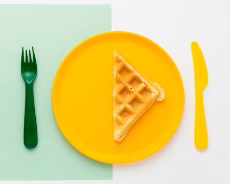 photo of a plate with a waffle